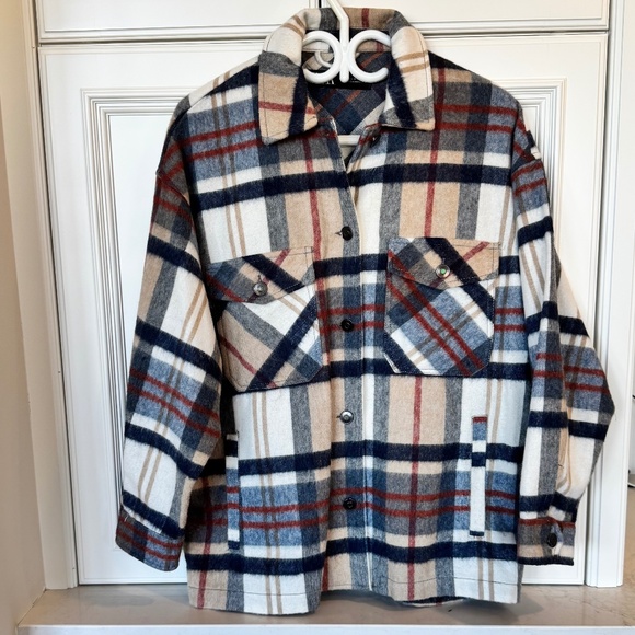 Zara Cozy Plaid Shirt Jacket – Size Medium - Picture 1 of 2